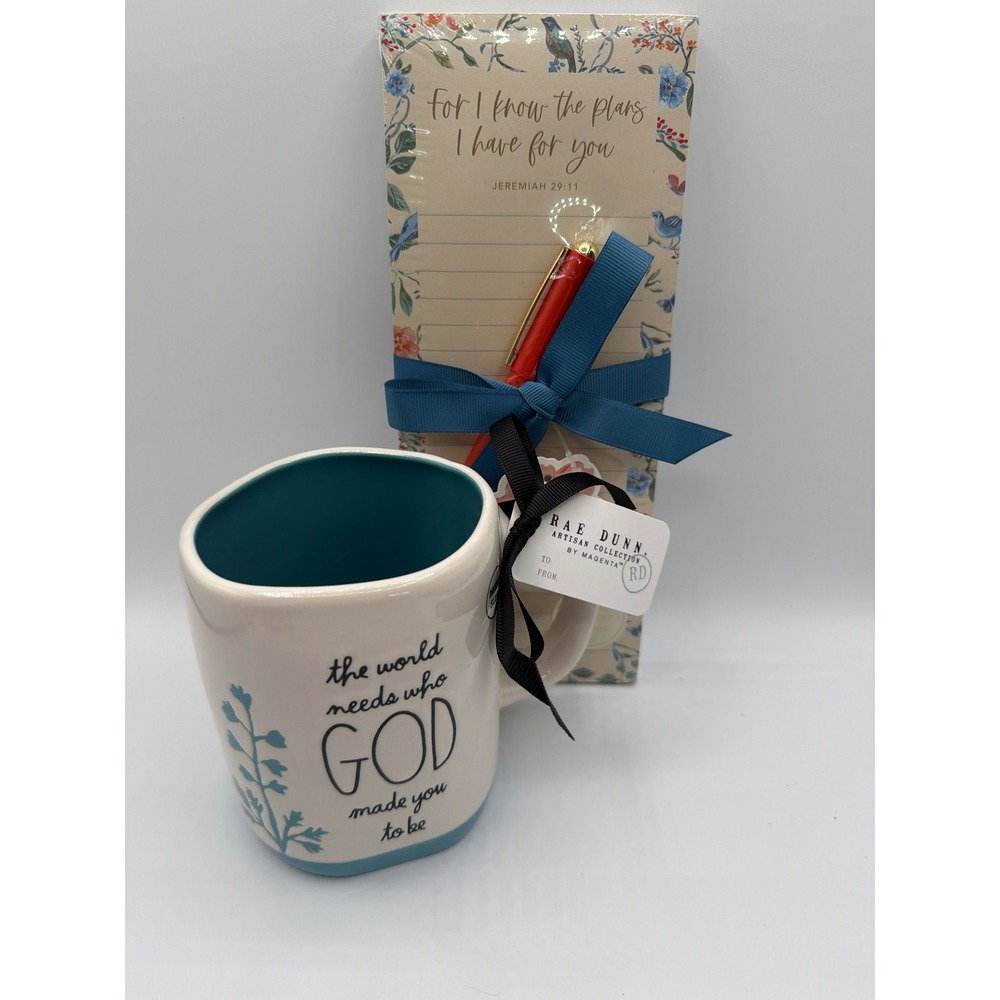 Rae Dunn Inspirational Mug & Jeremiah 29:11 Notepad Gift Set Christian Gift